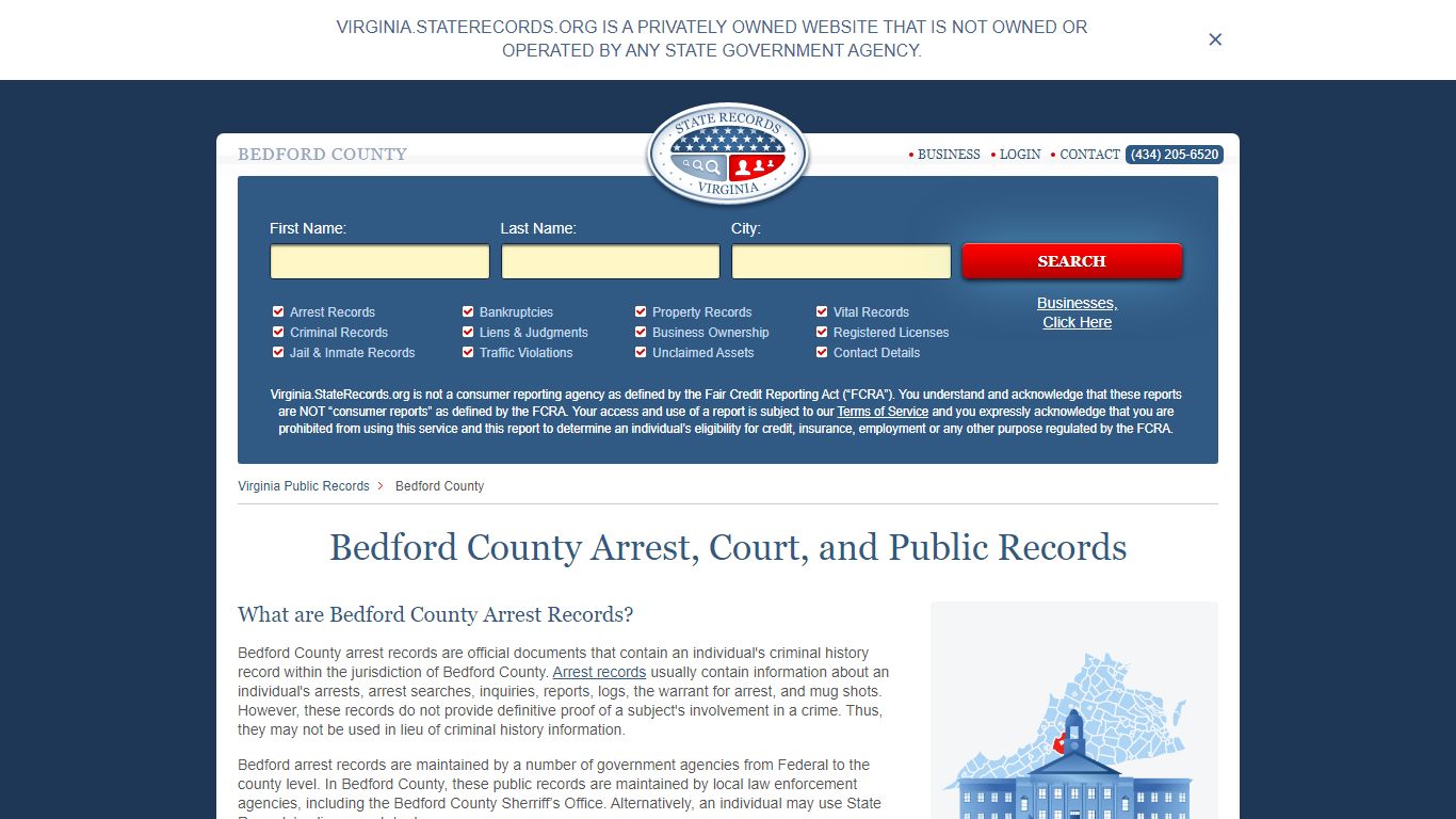 Bedford County Arrest, Court, and Public Records